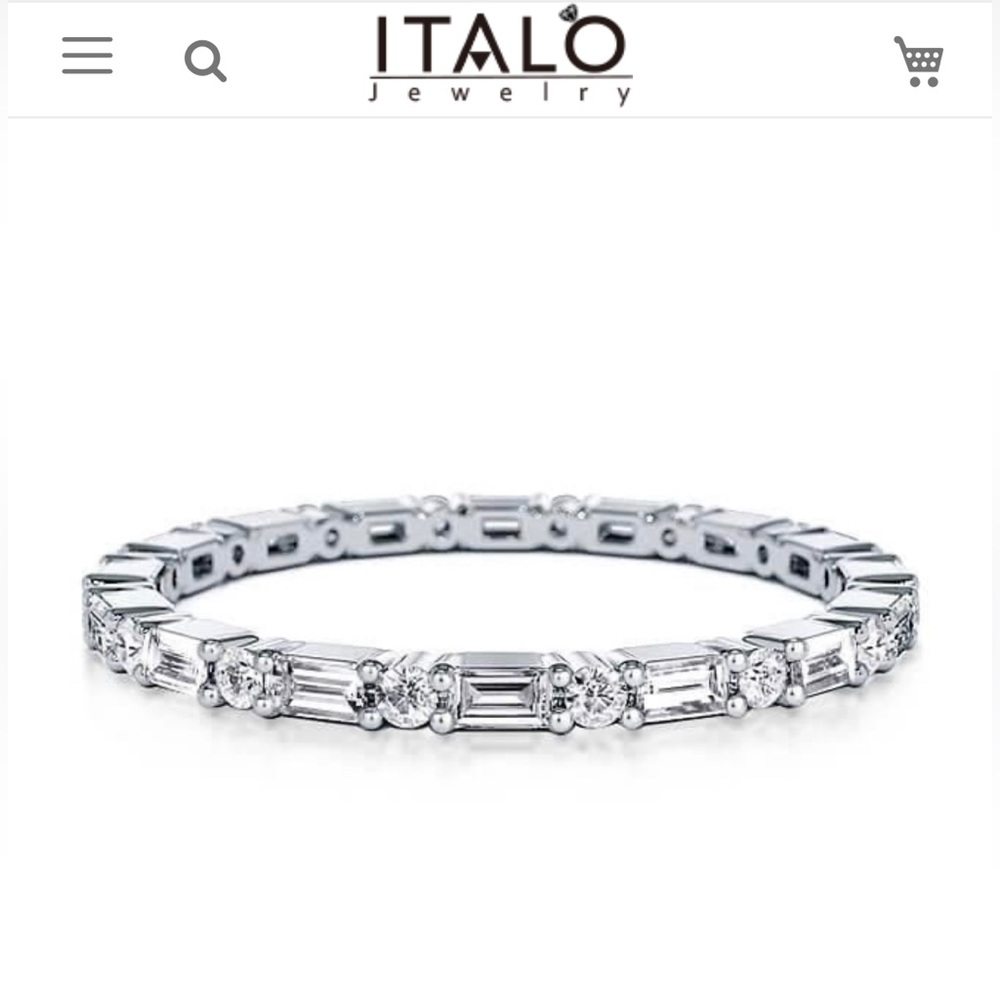 Italo Dainty Baguette Eternity Wedding Band In Sterling Silver